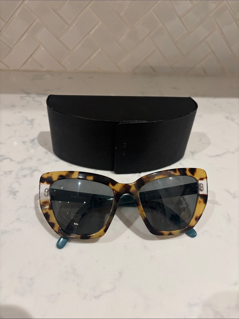 Prada Tortoiseshell Cat-Eye Sunglasses with Dark Lenses